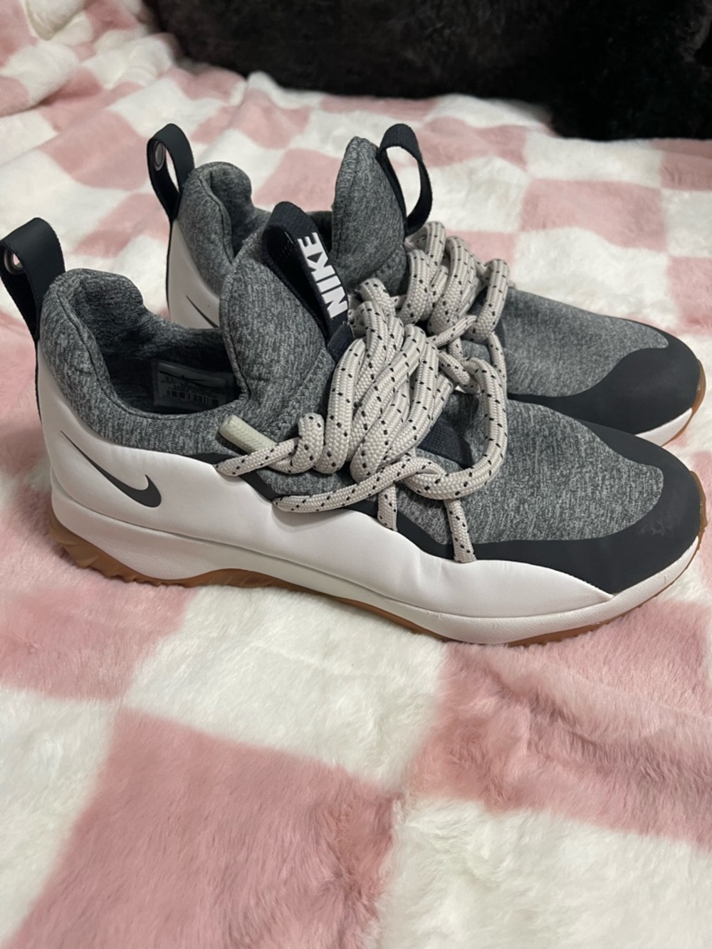 Nike Grey, White and Gum Women's Slip-On Sneakers